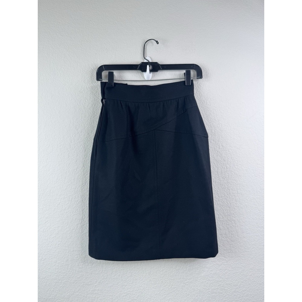 Yves Saint‎ Laurent YSL 100% Wool Pencil Skirt Black High Waist 38 US 4 Vtg 80s - Picture 6 of 10